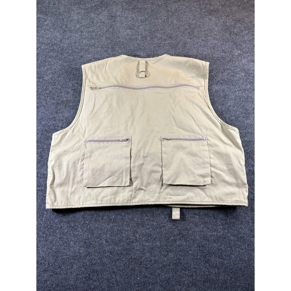 Crystal River Mens‎ Large Tan Khaki Multi Pocket Fishing Utility Vest Fly Patch